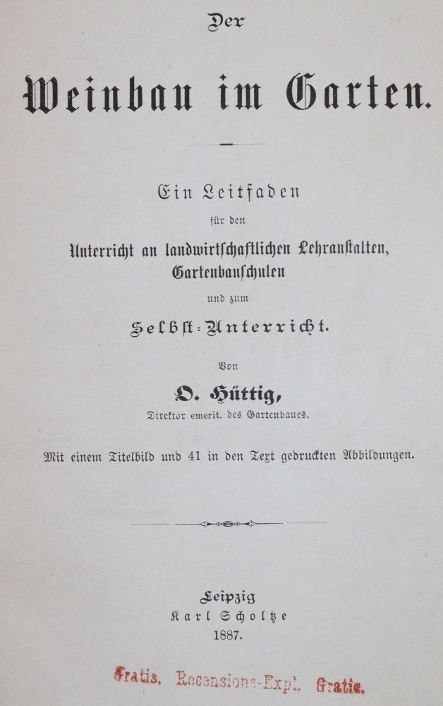 Große Abbildung Nr.1: 144-534 Hüttig,O.: (Küche und Haushalt, Getränke, Wein)