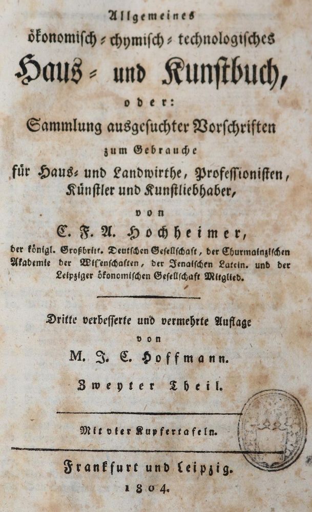 Große Abbildung Nr.1: 144-542 Hochheimer,C.F.A.: (Küche und Haushalt, Haushalt)