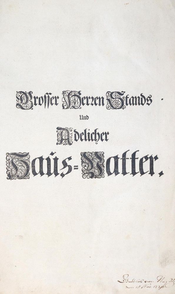 Große Abbildung Nr.3: 144-545 Florinus,F.P.: (Küche und Haushalt, Hausväterliteratur)