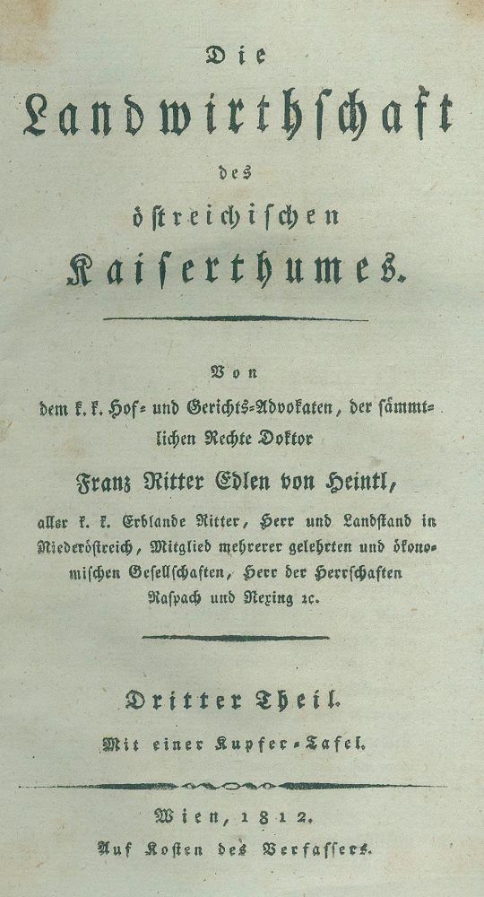 Große Abbildung Nr.1: 144-577 Heintl,F.Ritter Edeln v.: (Land- und Forstwirtschaft, Landwirtschaft, Österreich)