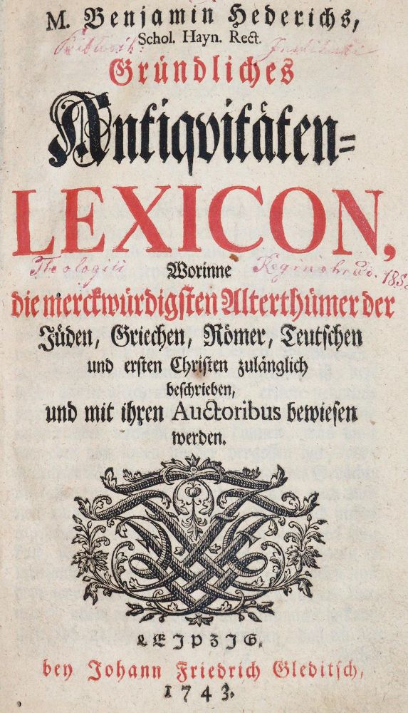 Große Abbildung Nr.1: 144-592 Hederich,B.: (Archäologie)