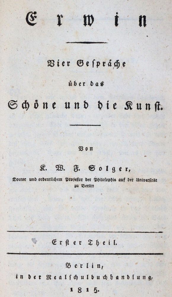 Große Abbildung Nr.1: 144-681 Solger,K.W.: (Kunstwissenschaft)