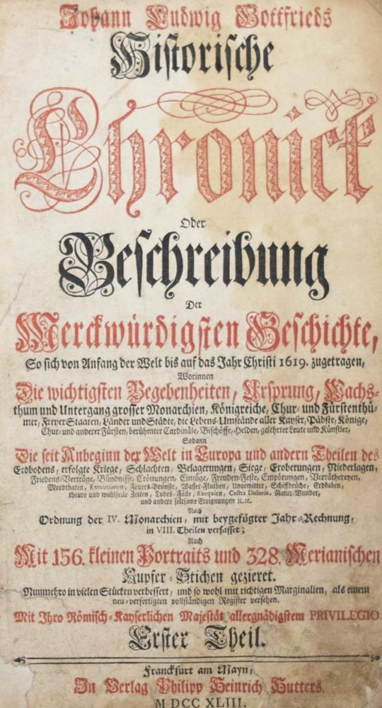 Große Abbildung Nr.1: 144-71 Gottfried,J.L.: (Alte Drucke, Handschriften und Theologie)
