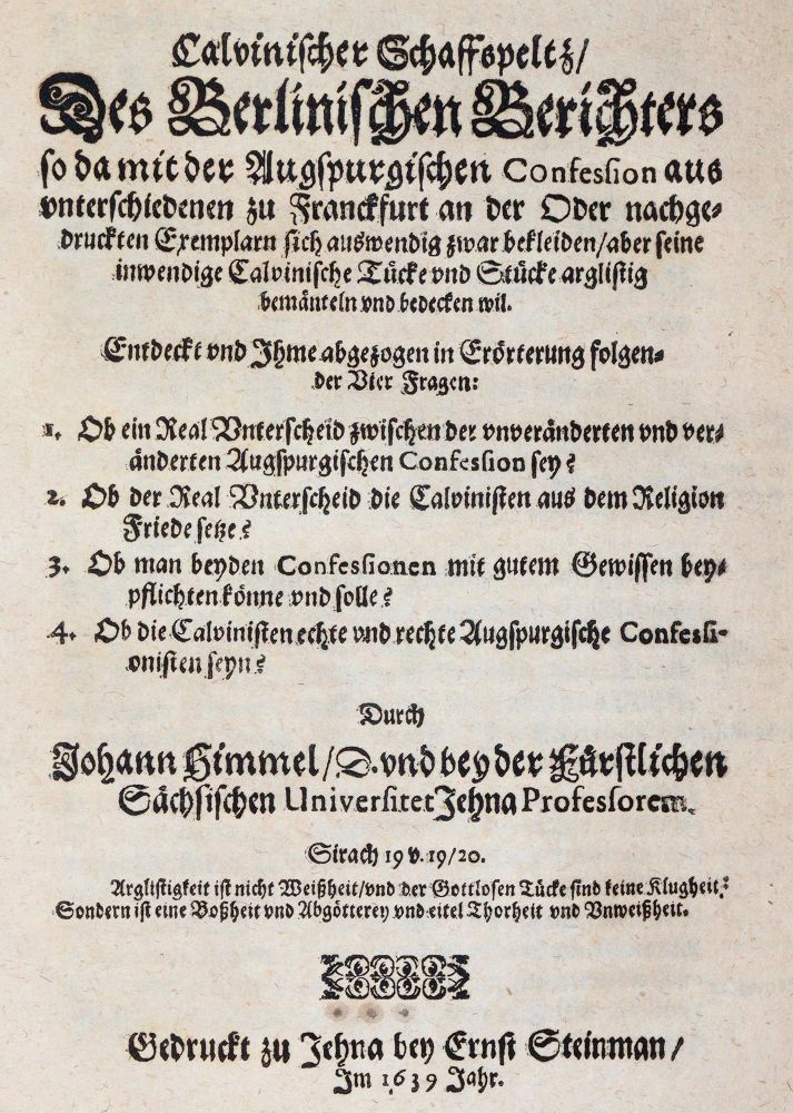 Große Abbildung Nr.1: 144-87 Himmel,J.: (Alte Drucke, Handschriften und Theologie)