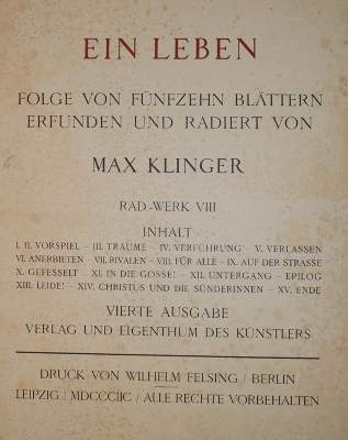 Bild Nr.1: 144-1025 Klinger,Max.: (Literatur und illustrierte Bücher bis 19.Jahrhundert)