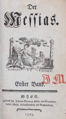 Bild Nr.1: 144-1026 Klopstock,F.G.: (Literatur und illustrierte Bücher bis 19.Jahrhundert)