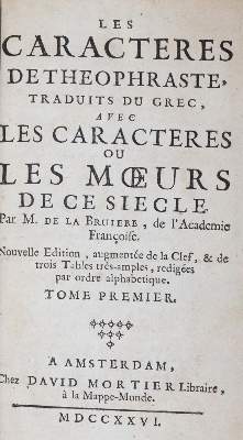 Bild Nr.1: 144-1029 La Bruyere,J.: (Literatur und illustrierte Bücher bis 19.Jahrhundert)