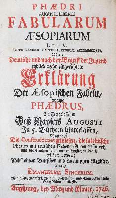 Bild Nr.1: 144-1056 Phaedrus.: (Literatur und illustrierte Bücher bis 19.Jahrhundert)