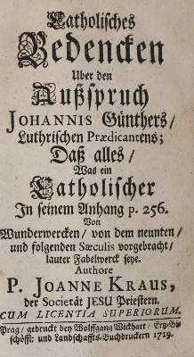 Bild Nr.1: 144-111 Kraus,J.: (Alte Drucke, Handschriften und Theologie)