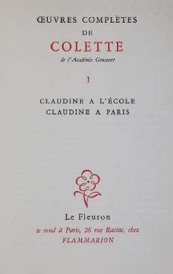 Bild Nr.1: 144-1124 Colette, (Sidonie-Gabrielle).: (Literatur und illustrierte Bücher 20.Jahrhundert - Alte Literatur in modernen Ausgaben)
