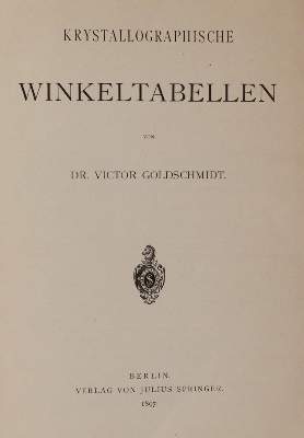 Bild Nr.1: 144-1541 Goldschmidt,V.: (Verschiedene Gebiete - Varia, Geologie - Mineralogie u. Paläontologie)