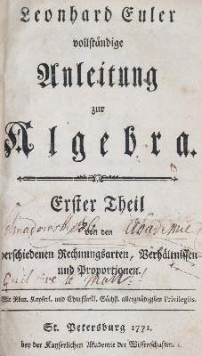Bild Nr.1: 144-1572 Euler,L.: (Verschiedene Gebiete - Varia, Mathematik)
