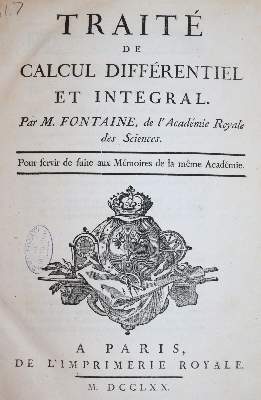 Bild Nr.1: 144-1576 Fontaine (des Bertins,A.).: (Verschiedene Gebiete - Varia, Mathematik)
