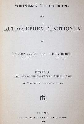 Bild Nr.1: 144-1578 Fricke,R. u. F.Klein.: (Verschiedene Gebiete - Varia, Mathematik)