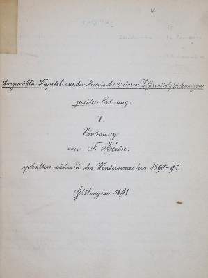Bild Nr.1: 144-1586 Klein,F.: (Verschiedene Gebiete - Varia, Mathematik)