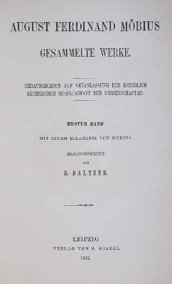 Bild Nr.1: 144-1592 Möbius,A.F.: (Verschiedene Gebiete - Varia, Mathematik)