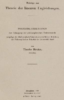 Bild Nr.1: 144-1594 Motzkin,T.: (Verschiedene Gebiete - Varia, Mathematik)