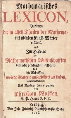 Bild Nr.1: 144-1605 Wolff,C.v.: (Verschiedene Gebiete - Varia, Mathematik)