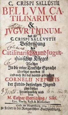 Bild Nr.2: 144-163 Sallustius,C.C.: (Alte Drucke, Handschriften und Theologie)