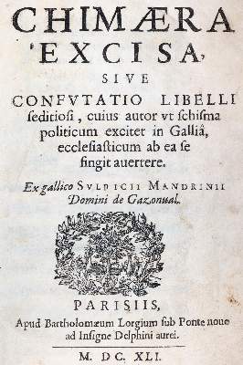 Bild Nr.1: 144-188 (Sirmond,J. Pseud.): Sulpice de Mandriny...: (Alte Drucke, Handschriften und Theologie)