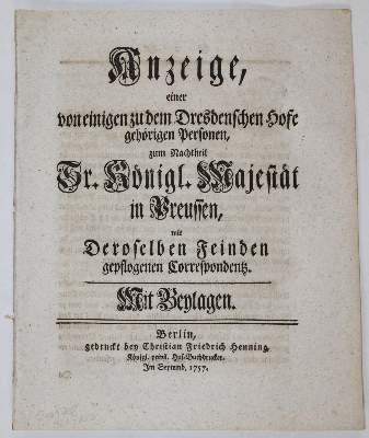 Bild Nr.3: 144-1911 Ponickau,J.G.v.: (Deutschland, Siebenjähriger Krieg, Vier Schriften)