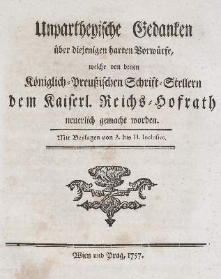 Bild Nr.1: 144-1912 Unpartheyische Gedanken: (Deutschland, Siebenjähriger Krieg, Vier Schriften)