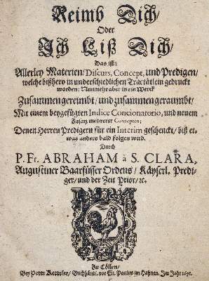Bild Nr.1: 144-2 Abraham a Sancta Clara (d.i. U.Megerle).: (Alte Drucke, Handschriften und Theologie)