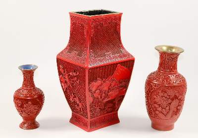 Bild Nr.3: 144-2508 Rotlackvase China.: (Asiatika)