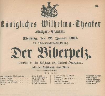 Bild Nr.1: 144-252 Theaterzettel (Aushangzettel).: (Film - Theater - Tanz, Stuttgart)