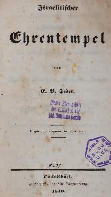 Bild Nr.1: 144-270 Feder,E.B.: (Judaica)