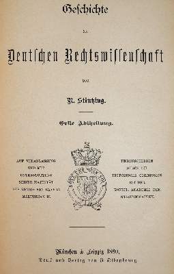 Bild Nr.1: 144-330 Stintzing,R.v. u. E.Landsberg.: (Jus der Bibliothek v. Prof. Thomas Würtenberger, Juridica und Kriminologie)