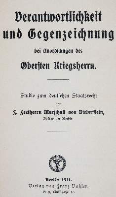 Bild Nr.1: 144-336 Marschall von Bieberstein,F.: (Jus der Bibliothek v. Prof. Thomas Würtenberger, Militaria)