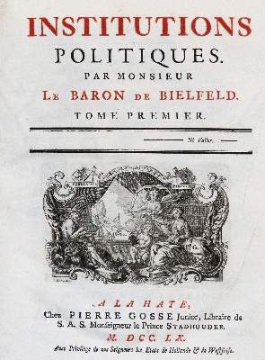 Bild Nr.1: 144-345 Bielfeld,(J.F.)v.: (Jus der Bibliothek v. Prof. Thomas Würtenberger, Politik und Staatswissenschaften)
