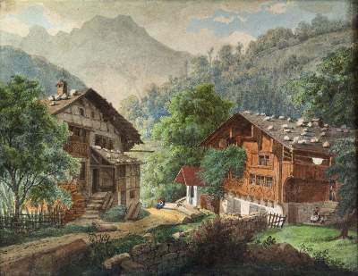 Bild Nr.3: 144-3536 Gebrigslandschaften.: (Künstlergraphik)
