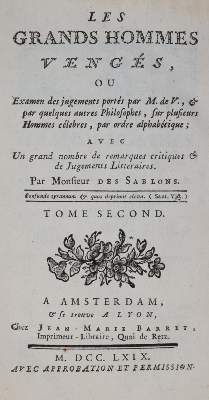Bild Nr.1: 144-38 Des Sablons (d.i. L.M.Chaudon).: (Alte Drucke, Handschriften und Theologie)