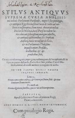 Bild Nr.1: 144-44 Du Moulin,C.: (Alte Drucke, Handschriften und Theologie)