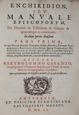 Bild Nr.1: 144-60 Gavanti,B.: (Alte Drucke, Handschriften und Theologie)