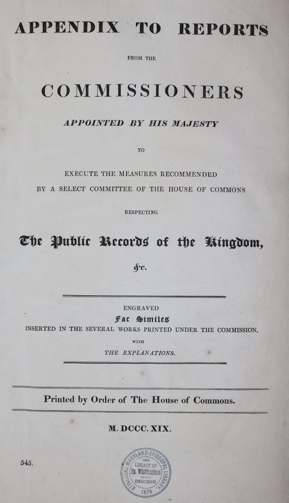 Große Abbildung Nr.3: 145-10 Appendix to Reports: (Alte Drucke, Handschriften und Theologie)