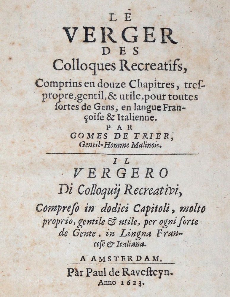 Gomes von Trier. – Le verger des colloques recreatifs, comprins en douze chapitres, ..