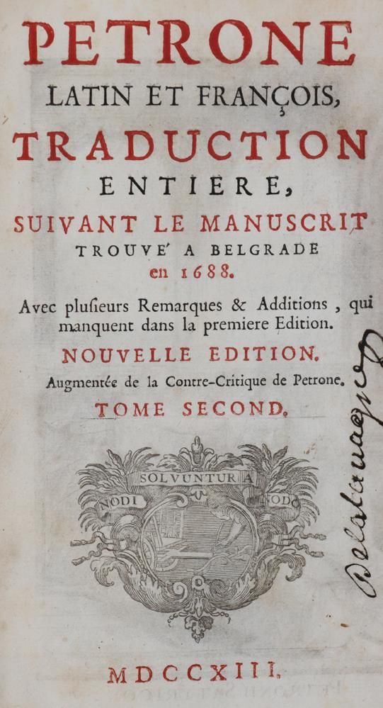 Petronius Arbiter,T. – (Satyricon.) Latin et francois (par Nodot)