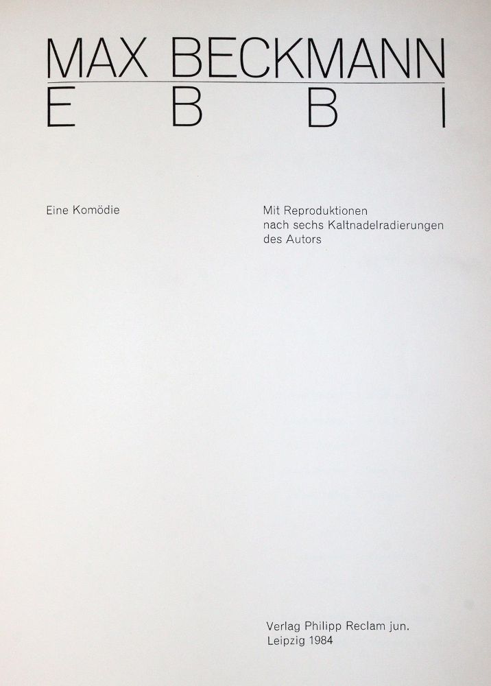 Große Abbildung Nr.1: 145-1140 Beckmann,M.: (Modern literature and illustrated books 20th century)