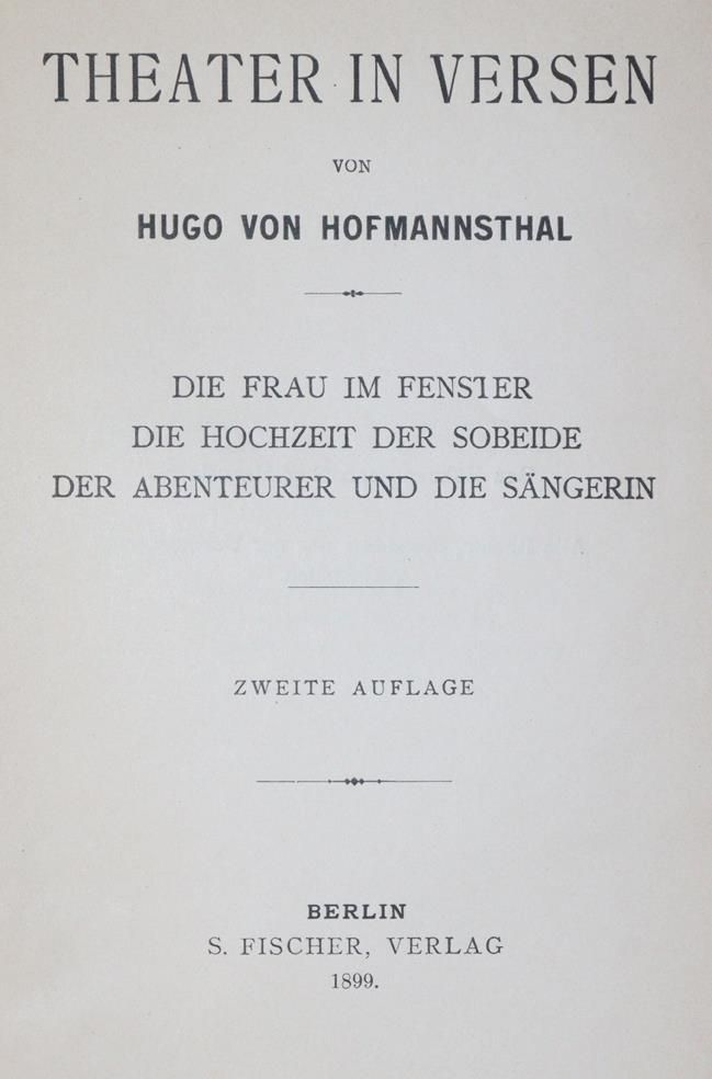 Große Abbildung Nr.1: 145-1232 Hofmannsthal,H.v.: (Literatur und illustrierte Bücher 20.Jahrhundert - Alte Literatur in modernen Ausgaben)