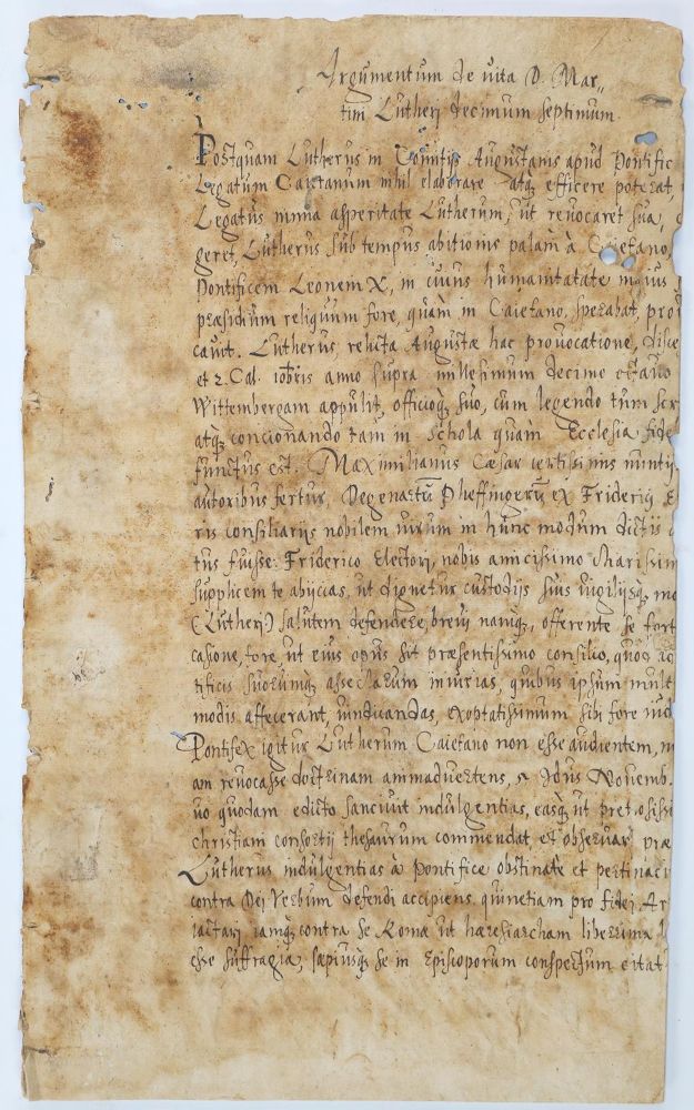 Große Abbildung Nr.2: 145-130 Argumentum de vita D. Martini Lutheri: (Handschriften, Luther)