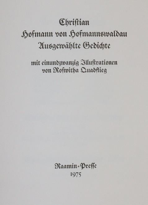 Hofmann von Hofmannswaldau, C. – Poèmes choisis