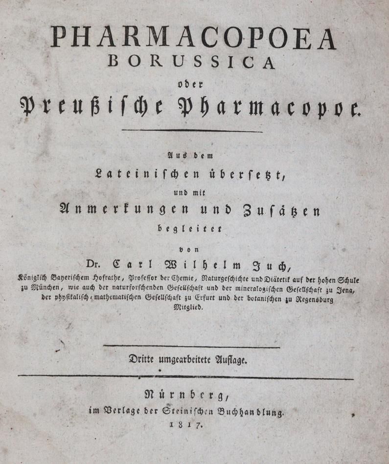 Juch,C.W. (éd.). – Pharmacopoea Borussica ou Pharmacopée prussienne