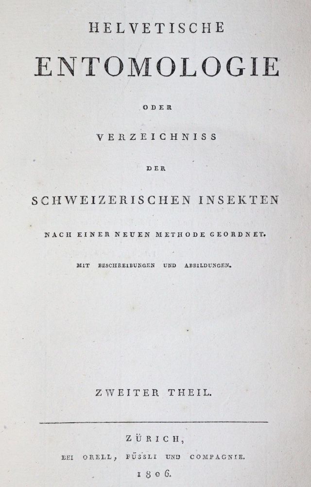 (Clairville,J.P.de) – Helvetische Entomologie oder Verzeichniss der schweizerischen Insekten nach einer neuen Methode geordnet