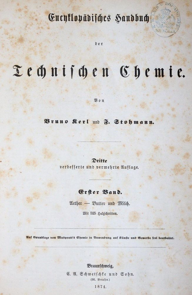 Große Abbildung Nr.1: 145-1552 Kerl,B. u. F.Stohmann.: (Verschiedene Gebiete - Varia, Chemie)