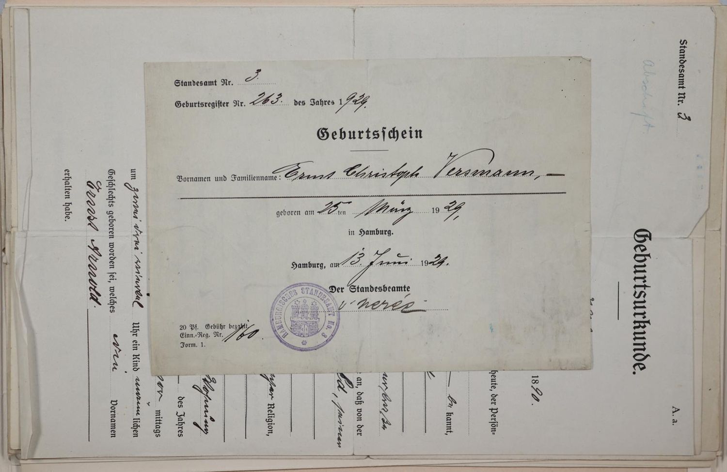 Große Abbildung Nr.3: 145-1739 Versmann,E.A.: (Deutschland, Hamburg)