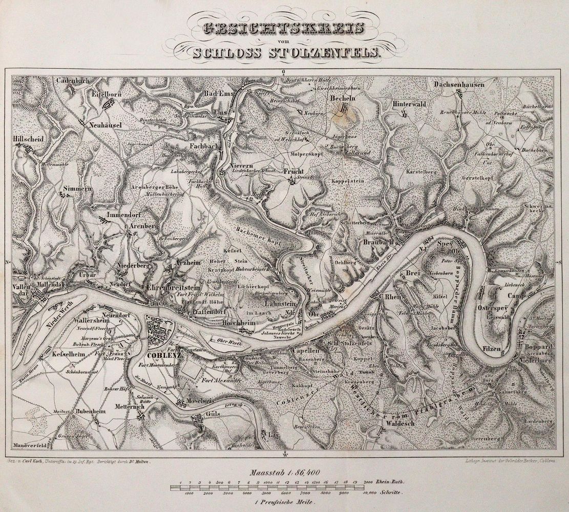 Große Abbildung Nr.4: 145-1828 Malten,H.M. (d.i. K.H.G.Müller).: (Deutschland, Stolzenfels)