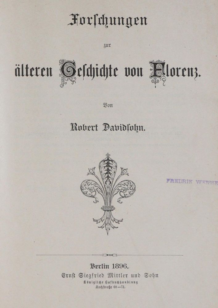 Große Abbildung Nr.4: 145-1881 Davidsohn,R.: (Italien, Florenz)